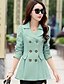 cheap Women&#039;s Trench Coats-Women&#039;s Daily Fall Short Trench Coat, Solid Colored Peter Pan Collar Long Sleeve Cotton Light Green / Wine / Khaki XL / XXL / XXXL