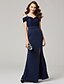 cheap Prom Dresses-Sheath / Column Elegant Furcal Prom Formal Evening Dress V Wire Short Sleeve Floor Length Polyester with Split Front 2021