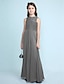 cheap Junior Bridesmaid Dresses-Sheath / Column Floor Length Scoop Neck Chiffon Junior Bridesmaid Dresses&amp;Gowns With Lace Wedding Party Dresses 4-16 Year