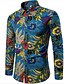 cheap Men&#039;s Printed Shirts-Men&#039;s Shirt Floral Plus Size Shirt Collar Going out Weekend Long Sleeve Slim Tops Boho Blue / Fall / Spring