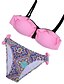 cheap Women&#039;s Swimwear &amp; Bikinis-Women&#039;s Swimwear Bikini Swimsuit Print Solid Colored Pink Bandeau Bathing Suits