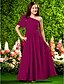 cheap Junior Bridesmaid Dresses-Princess / A-Line One Shoulder Floor Length Chiffon Junior Bridesmaid Dress with Bow(s) / Ruched / Beading / Spring / Summer / Fall / Apple / Hourglass