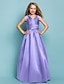 abordables Robes demoiselles d&#039;honneur junior-Princesse Longueur Sol Col V Satin Eté Junior Demoiselle D&#039;honneur Robes et Robes Avec Ceinture / Ruban Bleu Robe d&#039;invité de mariage pour enfants 4-16 ans