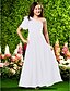 cheap Junior Bridesmaid Dresses-Princess / A-Line One Shoulder Floor Length Chiffon Junior Bridesmaid Dress with Bow(s) / Ruched / Beading / Spring / Summer / Fall / Apple / Hourglass