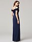 cheap Prom Dresses-Sheath / Column Elegant Furcal Prom Formal Evening Dress V Wire Short Sleeve Floor Length Polyester with Split Front 2021
