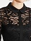 cheap Women&#039;s Dresses-Women&#039;s Going out / Work Cotton Sheath Dress - Solid Colored / Embroidered Lace High Rise Shirt Collar / Summer / Fall