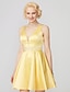 cheap Special Occasion Dresses-Ball Gown Cute Dress Holiday Homecoming Short / Mini Sleeveless Plunging Neck Satin with Beading Pocket 2023