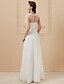 cheap Wedding Dresses-A-Line Wedding Dresses Jewel Neck Floor Length Chiffon Cap Sleeve Simple Casual Boho Sparkle &amp; Shine See-Through with Criss Cross Beading 2021