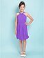 cheap Junior Bridesmaid Dresses-Sheath / Column Straps Knee Length Chiffon Junior Bridesmaid Dress with Draping / Sash / Ribbon / Criss Cross / Spring / Summer / Fall / Hourglass / Inverted Triangle