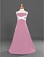 cheap Junior Bridesmaid Dresses-Princess / A-Line Spaghetti Strap Floor Length Satin Junior Bridesmaid Dress with Sash / Ribbon