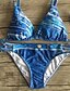 tanie Bikini i odzież kąpielowa-Damskie Wyrafinowany styl Bikini Kostium kąpielowy Nadruk Kolorowy blok Pasek Stroje kąpielowe Kostiumy kąpielowe Niebieski Fuksja Szary