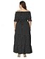 cheap Women&#039;s Dresses-Women&#039;s Swing Dress Maxi long Dress Black Half Sleeve Black Polka Dot Summer Boat Neck Boho Off Shoulder XL XXL 3XL 4XL 5XL 6XL / Plus Size / Plus Size