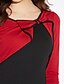 cheap Women&#039;s Dresses-Women&#039;s Daily Work Street chic Chinoiserie Sheath Dress - Color Block Bow Fall Cotton Red Blue L XL XXL