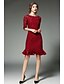 cheap Women&#039;s Dresses-Women&#039;s Ruffle Going out Vintage A Line Dress - Solid Colored Lace Boat Neck Fall Black Red M L XL
