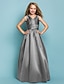 billige Šaty pro mladé družičky-Princess Floor Length V Neck Satin Summer Junior Bridesmaid Dresses&amp;Gowns With Sash / Ribbon Blue Kids Wedding Guest Dress 4-16 Year