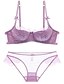 cheap Women&#039;s Sleep &amp; Lounge-Women&#039;s Push-up Underwire Bra 3/4 Cup Bra &amp; Panty Set Jacquard Solid Colored Cotton Daily Going out Purple Green White