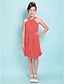 cheap Junior Bridesmaid Dresses-Sheath / Column Straps Knee Length Chiffon Junior Bridesmaid Dress with Draping / Sash / Ribbon / Criss Cross / Spring / Summer / Fall / Hourglass / Inverted Triangle