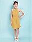 cheap Junior Bridesmaid Dresses-Sheath / Column Straps Knee Length Chiffon Junior Bridesmaid Dress with Draping / Sash / Ribbon / Criss Cross / Spring / Summer / Fall / Hourglass / Inverted Triangle