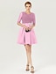 cheap Special Occasion Dresses-A-Line Cute Dress Holiday Cocktail Party Short / Mini Half Sleeve V Neck Tulle with Pleats Crystals 2023