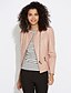 cheap Women&#039;s Jackets-Women&#039;s Faux Leather Jacket Daily Fall Short Coat Simple Casual Jacket Long Sleeve Solid Colored Pure Color Black Pink Light Blue / Plus Size