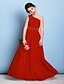 cheap Junior Bridesmaid Dresses-A-Line Floor Length Junior Bridesmaid Dress Chiffon Sleeveless One Shoulder with Sash / Ribbon 2022 / Natural