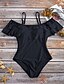 ieftine Bikini &amp; Costume Baie-Pentru femei Bufantă Decupaje Negru Roșu-aprins O Piesă Costume de Baie Costum de baie - Mată Negru