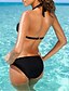 tanie Bikini i odzież kąpielowa-Damskie Wyrafinowany styl Bikini Kostium kąpielowy Solidne kolory Pasek Stroje kąpielowe Kostiumy kąpielowe Czarny