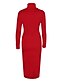 cheap Women&#039;s Dresses-Women&#039;s Party Work Skinny Bodycon Sheath Dress - Solid Colored High Waist Turtleneck Fall Cotton Black Red Royal Blue L XL XXL