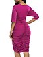 abordables Robes Grandes Tailles-Femme Grandes Tailles Sortie Mi-long Gaine Robe Couleur Pleine Col en V Eté Gris Violet Fuchsia XL XXL XXXL Demi Manches