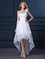 olcso Menyasszonyi ruhák-A-Line Wedding Dresses One Shoulder Asymmetrical Satin Tulle Regular Straps Casual Illusion Detail with Sequin Appliques 2020