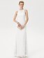 cheap Mother of the Bride Dresses-Sheath / Column Mother of the Bride Dress Elegant See Through Illusion Neck Floor Length Lace Sleeveless with Crystals Beading 2021