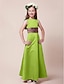 Χαμηλού Κόστους Φορέματα για παρανυφάκια-Πριγκίπισσα Μακρύ Φόρεμα Νεαρών Παρανύμφων Γαμήλιο Πάρτι Σατέν Αμάνικο Σκάφος λαιμού με Ζώνη / Κορδέλα 2022 / Φθινόπωρο / Χειμώνας / Άνοιξη / Καλοκαίρι / Μήλο