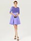 cheap Special Occasion Dresses-A-Line Cute Dress Holiday Cocktail Party Short / Mini Half Sleeve V Neck Tulle with Pleats Crystals 2023