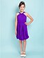 cheap Junior Bridesmaid Dresses-Sheath / Column Straps Knee Length Chiffon Junior Bridesmaid Dress with Draping / Sash / Ribbon / Criss Cross / Spring / Summer / Fall / Hourglass / Inverted Triangle