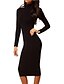 cheap Women&#039;s Dresses-Women&#039;s Party Work Skinny Bodycon Sheath Dress - Solid Colored High Waist Turtleneck Fall Cotton Black Red Royal Blue L XL XXL