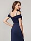 cheap Prom Dresses-Sheath / Column Elegant Furcal Prom Formal Evening Dress V Wire Short Sleeve Floor Length Polyester with Split Front 2021