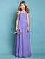 Χαμηλού Κόστους Φορέματα για παρανυφάκια-Ίσια Γραμμή Μακρύ Λαιμός Σιφόν Καλοκαίρι Junior Bridesmaid Dresses &amp; Gowns Με Πιασίματα Παιδικό γαμήλιο φόρεμα καλεσμένων 4-16 ετών