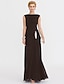 cheap Mother of the Bride Dresses-Sheath / Column Mother of the Bride Dress Color Block Lace Up Cowl Neck Ankle Length Chiffon Charmeuse Sleeveless with Criss Cross Beading 2024