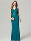 cheap Special Occasion Dresses-Sheath / Column Holiday Cocktail Party Prom Dress V Neck Sleeveless Floor Length Lace with Appliques 2022 / Formal Evening