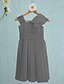 cheap Junior Bridesmaid Dresses-Sheath / Column Straps Knee Length Chiffon Junior Bridesmaid Dress with Ruffles / Side Draping