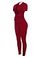 preiswerte Overalls &amp; Einteiler für Frauen-Damen Bodysuit Ausgeschnitten Einfarbig Rundhalsausschnitt Klub Schlank Kurzarm Schwarz Wein Rote S M L Frühling