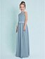 cheap Junior Bridesmaid Dresses-Sheath / Column Floor Length Junior Bridesmaid Dress Chiffon Sleeveless Halter Neck with Sash / Ribbon 2022 / Natural