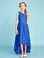 cheap Junior Bridesmaid Dresses-A-Line Asymmetrical One Shoulder Chiffon Junior Bridesmaid Dresses&amp;Gowns With Sash / Ribbon Kids Wedding Guest Dress 4-16 Year