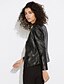 cheap Women&#039;s Jackets-Women&#039;s Faux Leather Jacket Daily Fall Short Coat Simple Casual Jacket Long Sleeve Solid Colored Pure Color Black Pink Light Blue / Plus Size