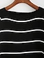 cheap Women&#039;s Sweaters-Women&#039;s Daily Striped Long Sleeve Regular Pullover, Round Neck Spring / Fall Cotton White / Black One-Size / Fine Stripe