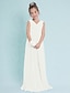 cheap Junior Bridesmaid Dresses-Sheath / Column Floor Length V Neck Chiffon Junior Bridesmaid Dresses&amp;Gowns With Criss Cross Blue Kids Wedding Guest Dress 4-16 Year