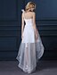 cheap Wedding Dresses-A-Line Wedding Dresses One Shoulder Asymmetrical Satin Tulle Regular Straps Casual Illusion Detail with Sequin Appliques 2020