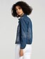 preiswerte Damenjacken-Damen Jeansjacke Täglich Frühling Kurz Mantel Hemdkragen Moderne zeitgenössische Jacken Langarm Einfarbig Blau
