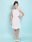 cheap Junior Bridesmaid Dresses-Sheath / Column Straps Knee Length Chiffon Junior Bridesmaid Dress with Draping / Sash / Ribbon / Criss Cross / Spring / Summer / Fall / Hourglass / Inverted Triangle