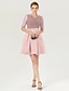 cheap Special Occasion Dresses-A-Line Cute Dress Holiday Cocktail Party Short / Mini Half Sleeve V Neck Tulle with Pleats Crystals 2023